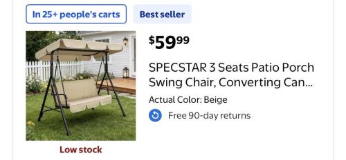 Restocked 3-Person Patio Swing - Low Stock!