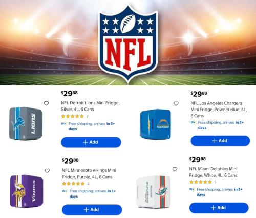 NFL Mini Fridges Now $29 at Walmart deal at Walmart