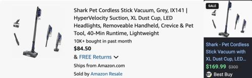 Shark Vacuum for $84 (Was $300) deal at Amazon