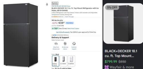 $650 Off Black+Decker Refrigerator at Amazon deal at Amazon