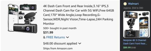 4K Dash Cam Now $32 with Code deal at Amazon