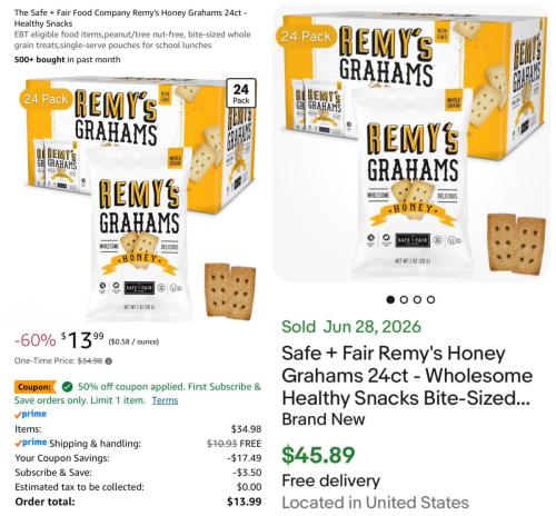 24-Pack Honey Grahams for $14 deal at Amazon