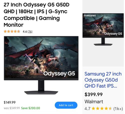 Samsung 27” Gaming Monitor Only $150