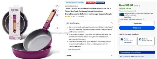 Carote Ceramic Cookware Set Only $20 deal at Walmart