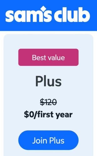 Free Sam's Club Plus Membership + 2% Cashback deal at Sam's Club