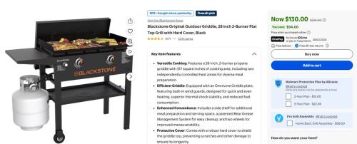 Blackstone 28" 2-Burner Griddle for $130 deal at Walmart
