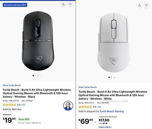 Turtle Beach Burst II Air Mouse 80% Off deal at Best Buy
