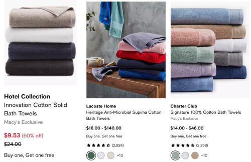 BOGO Towels at Macy's from $9 deal at Macy's