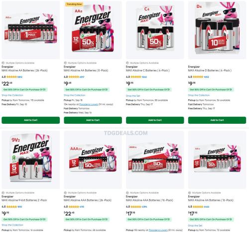 Energizer Max Batteries 50% Off at Lowe's deal at Lowe's