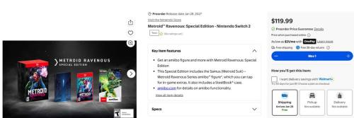 Metroid Ravenous Special Edition Pre-Order $120 deal at Walmart