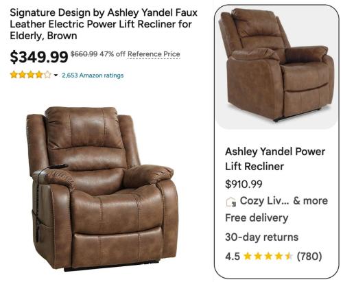 Ashley Recliner $550 Off - Drops to $350 deal at Woot