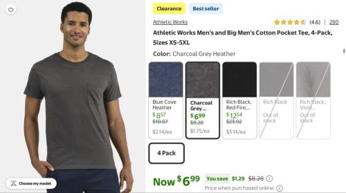 $1 Athletic Cotton T-Shirts at Walmart deal at Walmart