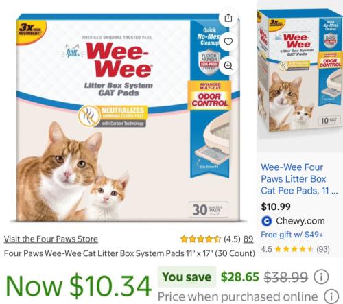 30 Cat Litter Box Pads for $10