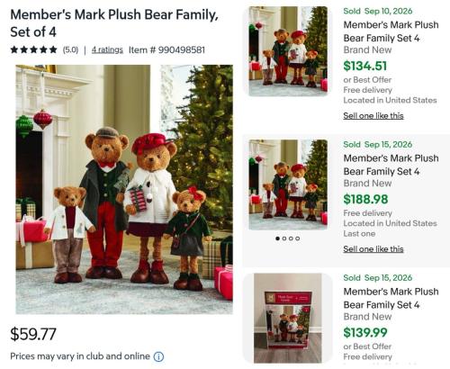 Holiday Plush Bear Family for $60 deal at Sam's Club