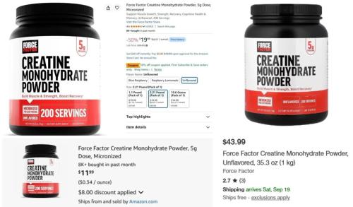 200 Servings Creatine for $11 deal at Amazon