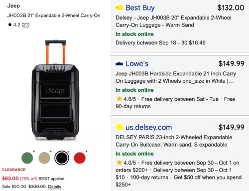$237 Off Jeep Carry-On Suitcases at Macy's deal at Macy's