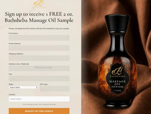Free 2 Oz Bathsheba Massage Oil Sample