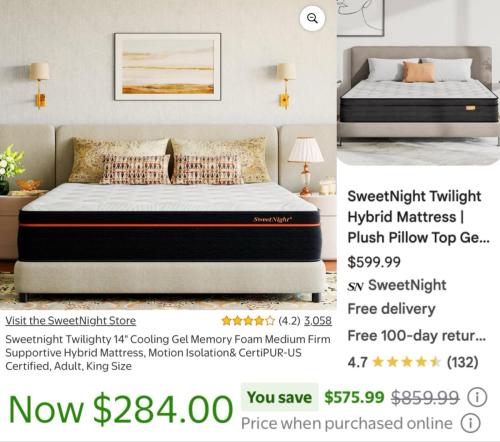 King Size Memory Foam Mattress for $284 at Walmart deal at Walmart