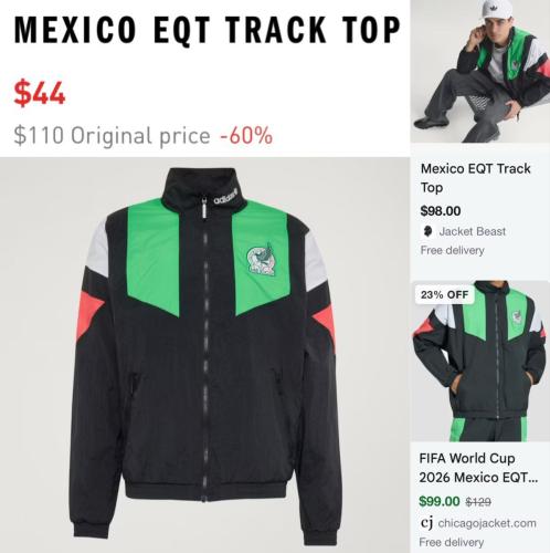Adidas Mexico Track Jacket for $44