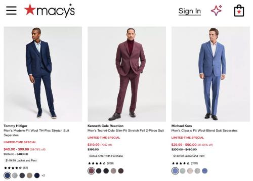 Designer Suits 85% Off at Macy's deal at Macy's