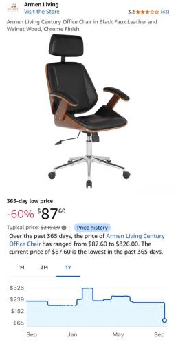 Lowest Price Ever: Century Office Chair deal at Amazon