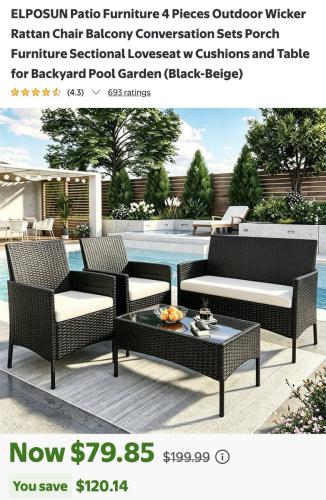 Patio Furniture Set: $200 to $80 at Walmart deal at Walmart
