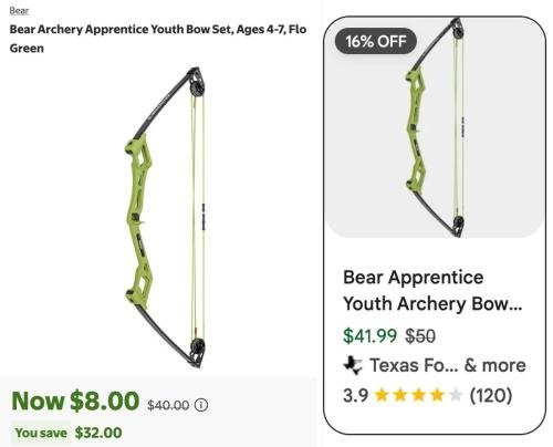 $8 Youth Archery Bow at Walmart (80% Off) deal at Walmart