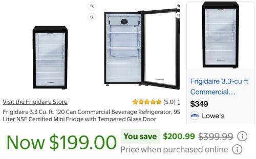 $400 Mini Fridge (120 Cans) for $199