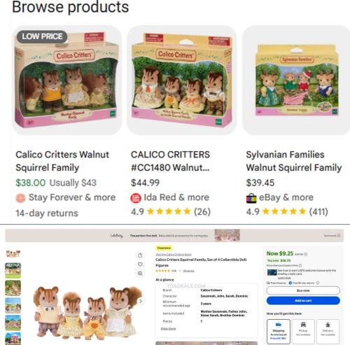 Calico Critters Squirrel Family 4-Pack for $9.25 deal at Walmart