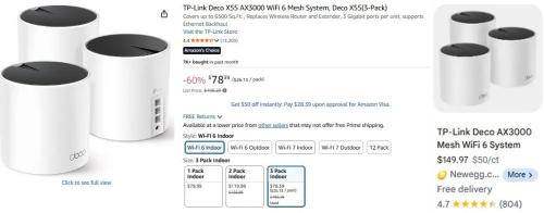 TP-Link Deco X55 3-Pack WiFi 6 Mesh $78 deal at Amazon