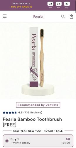 Free Bamboo Toothbrush - 1 Month Supply