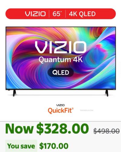 VIZIO 65" Quantum 4K QLED TV Now $328 deal at Walmart