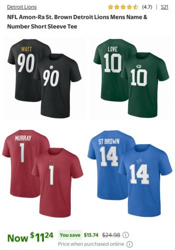 NFL Men's T-Shirts Drop to $11 at Walmart deal at Walmart