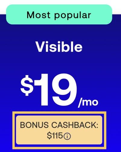 Get $115 from Visible with $19 Prepaid Plan deal at Visible