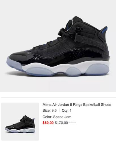 Air Jordan 6 Rings Space Jam Now $60 deal at Finish Line
