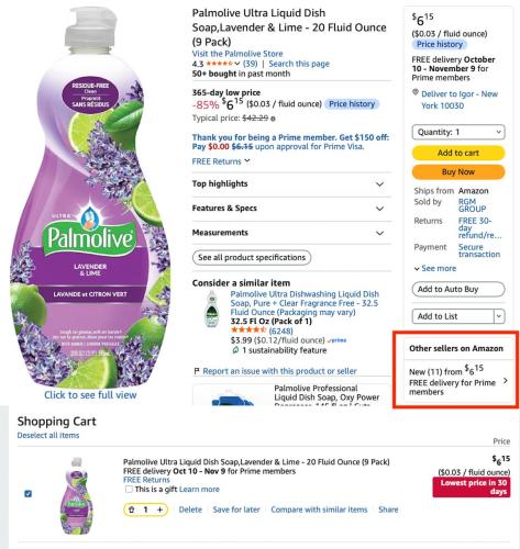 9 Bottles of Dish Soap for $6.15 on Amazon deal at Amazon