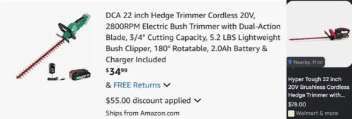 Hedge Trimmer Drops to $35 on Amazon deal at Amazon