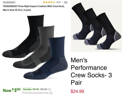 80% Off Men's Athletic Socks at Walmart deal at Walmart