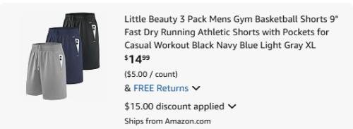 $5 Gym Shorts Pack at Amazon deal at Amazon