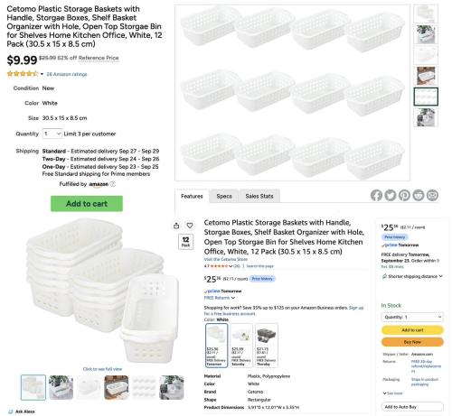 12-Pack Storage Baskets for $9