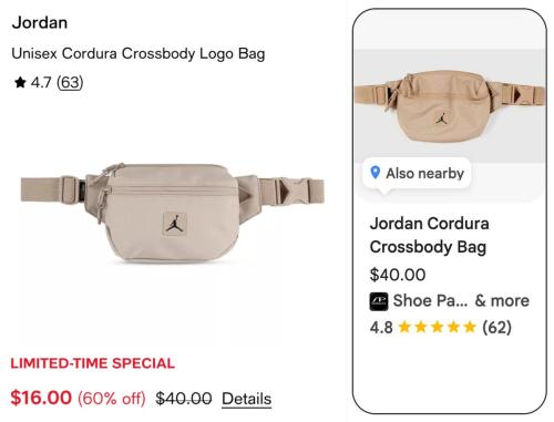 Nike Jordan Crossbody Bag Now $16 deal at Macy's