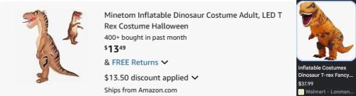 Dinosaur Halloween Costume for $13 at Amazon deal at Amazon