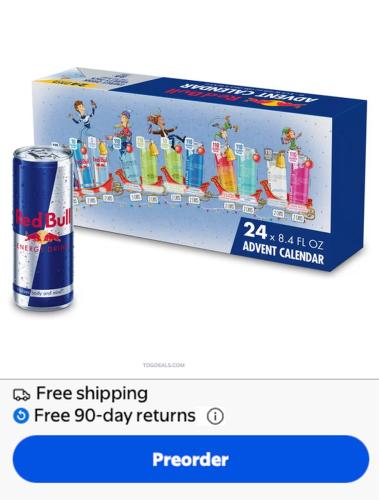 Red Bull Advent Calendar Preorder at Walmart deal at Walmart