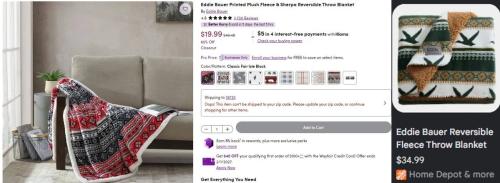 Eddie Bauer Holiday Throw Blankets for $20 deal at Wayfair