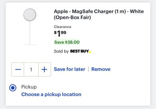 Apple MagSafe Charger for $1.99 at Best Buy deal at Best Buy