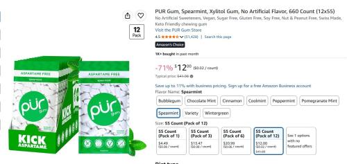 $1 Pur Gum 12-Pack Restocked at Amazon deal at Amazon