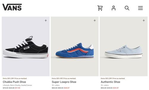 Vans Sneakers Up to 80% Off + Extra 30%