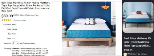 Twin Size Mattress $69 at Woot deal at Woot