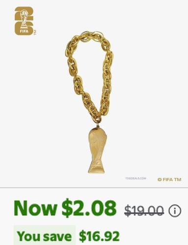 FIFA World Cup 2026 Trophy Fan Chain for $2.08 deal at Walmart