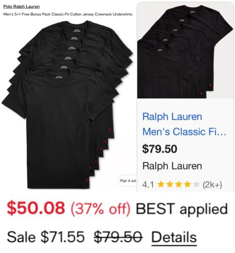 Polo Ralph Lauren 6-Pack Tees for $50 deal at Macy's